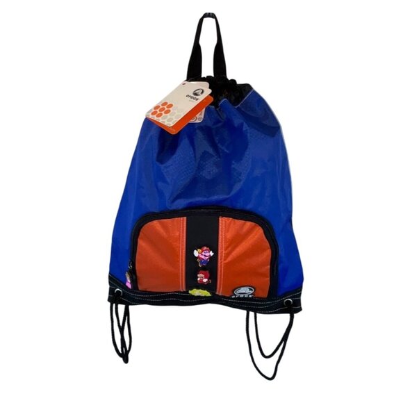 Crocs Blue & Orange With Super Mario Jibbitz Charms Carry Sack  Backpack - New - Picture 1 of 10